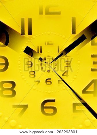Yellow Watch With Five Petals. Alarm Clock On A White Background.drost Effect.