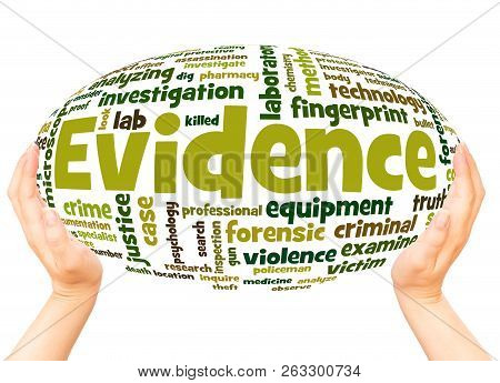 Evidence Word Cloud Hand Sphere Concept