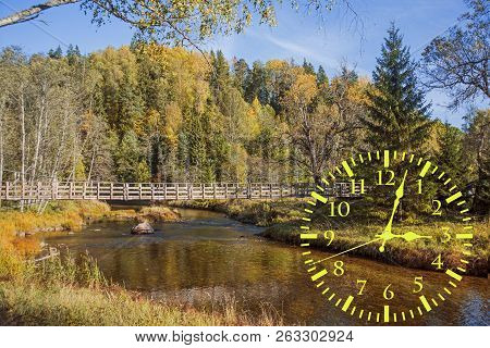 Autumn Landscape Abstraction. Fall Back Time. Daylight Saving Time