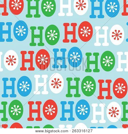 Hohoho Seamless Pattern, Santa Claus Laugh. Christmas Pattern Design. Vector Illustration.