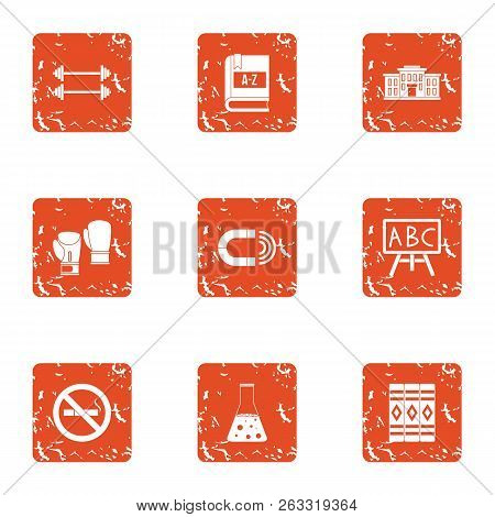 Sport Chemistry Icons Set. Grunge Set Of 9 Sport Chemistry Vector Icons For Web Isolated On White Ba