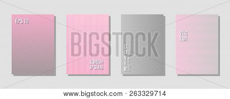 Indie Pink Grey Style Zig Zag Banner Templates, Wavy Lines Gradient Stripes Backgrounds For Advertis
