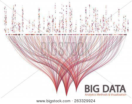 Big Data Analytics Methods And Visualization Concept Vector Design. 0 And 1 Binary Code Data Visuali