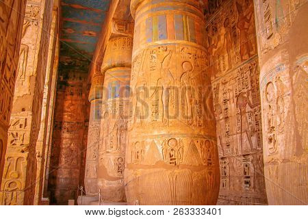 Beautiful Ancient Temple Of Medina-habu. Egypt, Luxor.