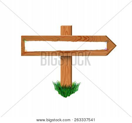 Vector Wooden Arrow, Retro Board With Attached By Tape Paper, Blank Frame Template, Bright Green Gra