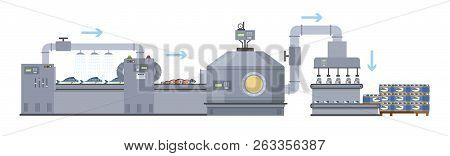 Seafood Production Process On The Automated Line
