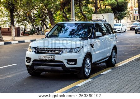 Novorossiysk, Russia - September 29, 2018: Car Range Rover Parked At The Edge Of The Roadway.