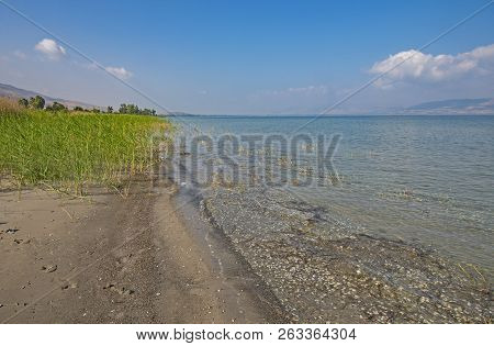 Quiet East Shore Of The Sea Of Galilee Near Ein Gev Israel