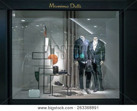 Massimo Dutti Shop At Emquatier, Bangkok, Thailand, Oct 15, 2018 : Luxury And Fashionable Clothing A