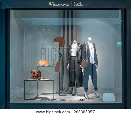 Massimo Dutti Shop At Emquatier, Bangkok, Thailand, Oct 15, 2018 : Luxury And Fashionable Clothing A