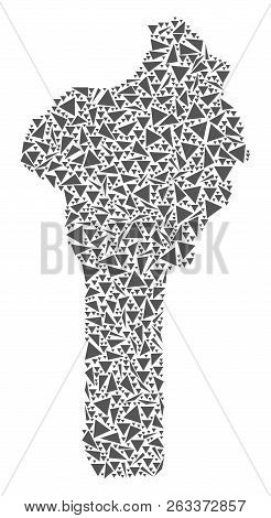 Vector Mosaic Abstract Benin Map Of Flat Triangles In Gray Color.