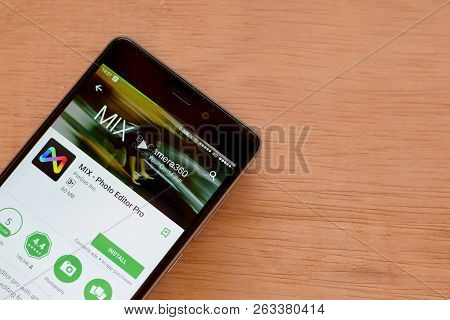 Bekasi, West Java, Indonesia. October 16, 2018 : Mix Photo Editor Pro Dev App On Smartphone Screen. 