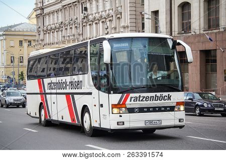 Moscow, Russia - June 2, 2013: Touristic Coach Bus Setra S315hd In The City Street.