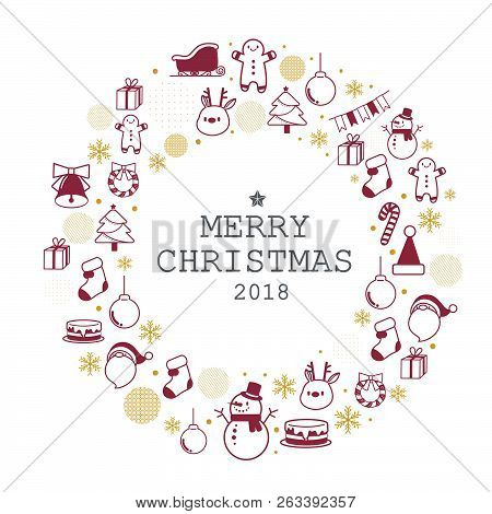 Merry Christmas Icon Set With White Background