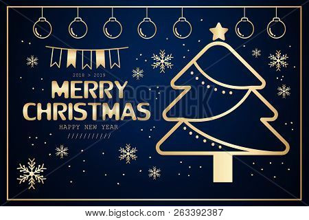 Merry Christmas And 2018 With Blue Background Celebration, Christmas
