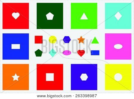 Seguin Form Board Test, Find Objects, Different Colorful Geometric Shapes, Fun Education Game For Ki