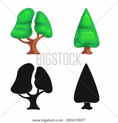 Vector Illustration Of Tree And Nature Icon. Set Of Tree And Crown Vector Icon For Stock.