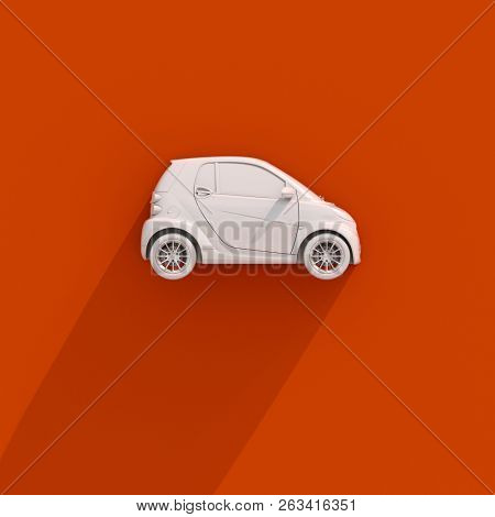 3d Small Modern Compact Car with Glossy Paint, Hi-Detailed Micro Car Template Mockup, Urban Electric Mini Car for Branding Corporate Identity Logo Design, Eco-Friendly Hi-Tech Vehicle, Small Vehicle