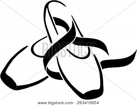 Black Vector Ballet Dance Pointers With Ribbons