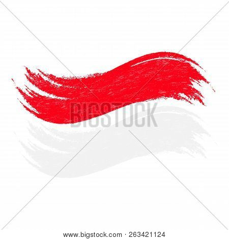 Grunge Brush Stroke With National Flag Of Indonesia Isolated On A White Background. Vector Illustrat