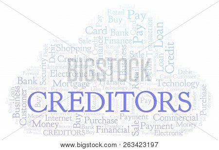 Creditors Word Cloud. Wordcloud Made With Text Only.