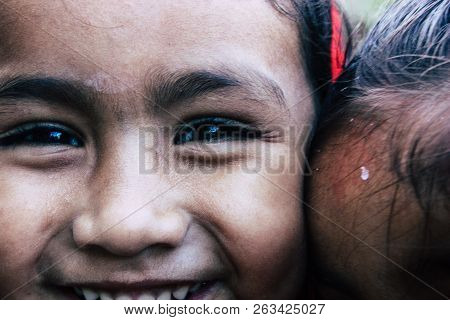 Bandipur Nepal October 15, 2018 Closeup Of Young Children Playing And Having Fun Together In Bandipu