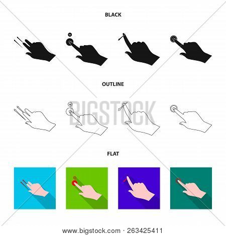 Vector Illustration Of Touchscreen And Hand Icon. Set Of Touchscreen And Touch Vector Icon For Stock