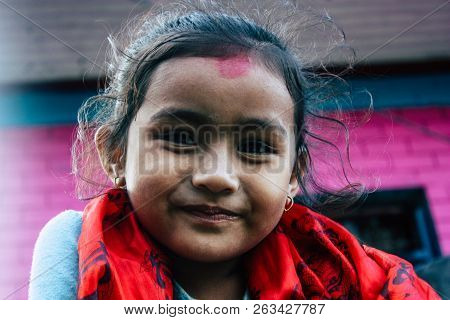 Bandipur Nepal October 15, 2018 Closeup Of Young Children Playing And Having Fun Together In Bandipu
