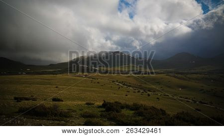 Cloudy Landscape Of Mavrovo National Park With Mountain In Fyr Macedonia