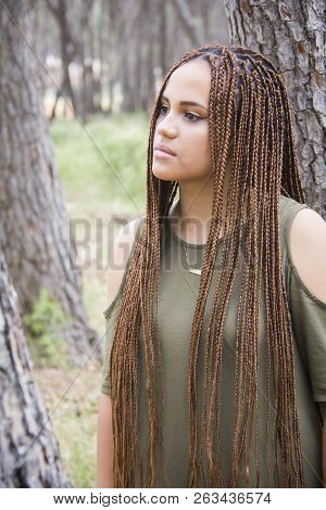 Young And Beautiful Girl With Braided Hair