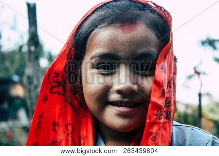 Bandipur Nepal October 15, 2018 Closeup Of Young Children Playing And Having Fun Together In Bandipu