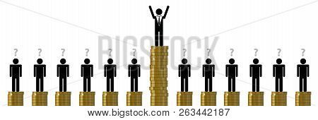 Gap Between One Rich And Many Poor Persons Finance Pictogram Vector Illustration Eps10