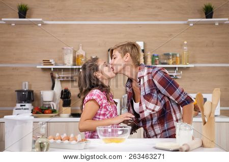 Child Leping Mother Prepare Delicious Food For Both Of Them
