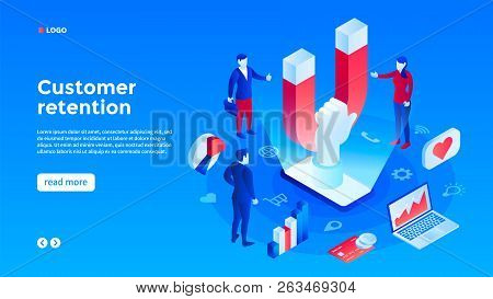 Client Retention Concept Background. Isometric Illustration Of Client Retention Vector Concept Backg