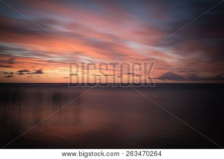 Mystic Sunset With People Silhouete, Baltic Sea,