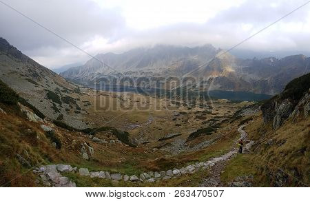 Czarny Staw Polski, View With Foothpath, High Tatra, View From Zawrat