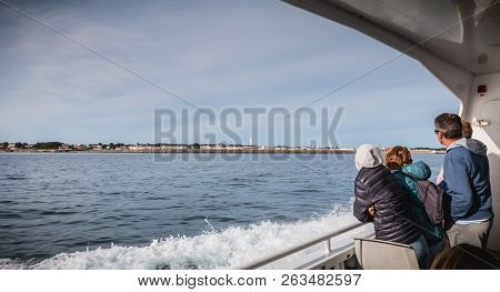 View Of The Bridge Of A Ferry That Enters The Harbor Of The Island Of Yeu