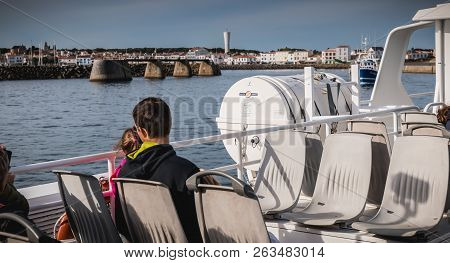 View Of The Bridge Of A Ferry That Enters The Harbor Of The Island Of Yeu