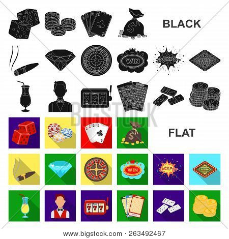 Casino And Gambling Flat Icons In Set Collection For Design. Casino And Equipment Vector Symbol Stoc
