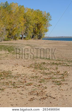Drought-caused Drying Up Of Lake Water At Colorado Lake Standley Reservoir That Supplies Water To We