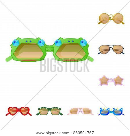 Vector Design Of Glasses And Sunglasses Icon. Set Of Glasses And Accessory Stock Vector Illustration