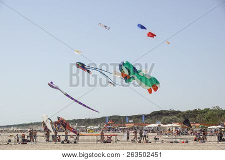 Cervia, Italy - May 1: Sky Full Of Kites For International Kite Festival On May 1, 2010 In Cervia, I