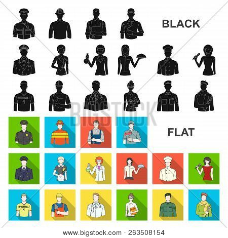 People Of Different Professions Flat Icons In Set Collection For Design. Worker And Specialist Vecto