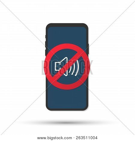 Silence Cell Phone Sign Vector Illustration Isolated On White Background. Vector Stock Illustration.