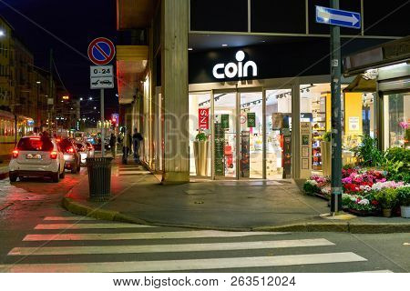 MILAN, ITALY - CIRCA NOVEMBER, 2017: entrance to Coin shopping cetner in Milan. Milan is a city in northern Italy.