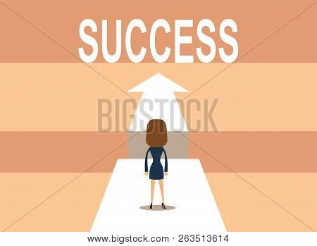 Businessman On The Road To Success In Business. Stock Flat Vector Illustration.