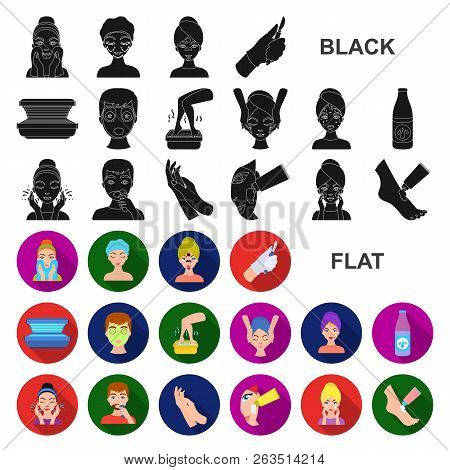 Skin Care Flat Icons In Set Collection For Design. Face And Body Vector Symbol Stock Web Illustratio