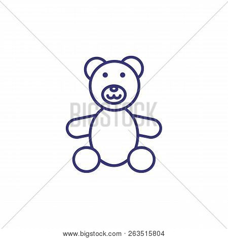 Teddy Bear Line Icon. Toy Concept. Childhood, Toy, Playing. Vector Illustration For Topics Like Chil