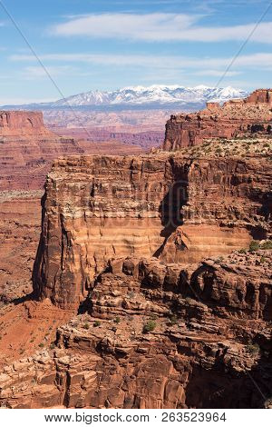 Shafer Canyon Overlook In Canyon Lands National Park Utah. Island In The Sky District Has Great Dist