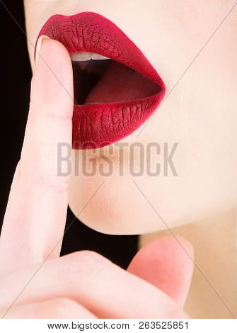 Face Skin Mouth Perfection Flawless Concept. Lip Care And Beauty, Macro. Sexy Lips. Red Lip. Close U